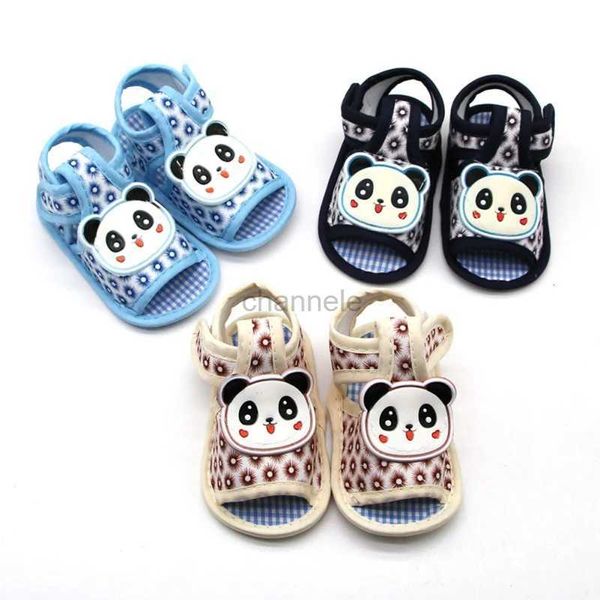 Sandali Scarpe estive per bambini Simpatici sandali completamente stampati con simpatico motivo panda Decor Neonato in cotone con suola morbida antiscivolo Primi passi 240329