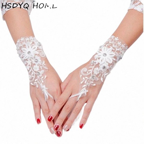 Günstige Weiße Handschuhe Elegante Schreiben Fingerl Kurzen Absatz Rhineste Braut Hochzeit Handschuhe Großhandel Heißer Verkauf M93a #