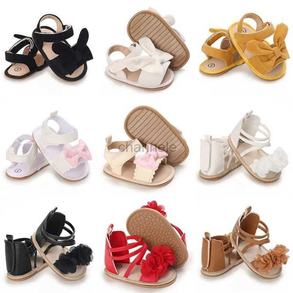 Sandali New Summer Infant Baby Shoes Baby Boy Girl Primi camminatori Scarpe per bambini Appartamenti Sandalo Fiore Suola in gomma morbida Antiscivolo Scarpe da culla 240329