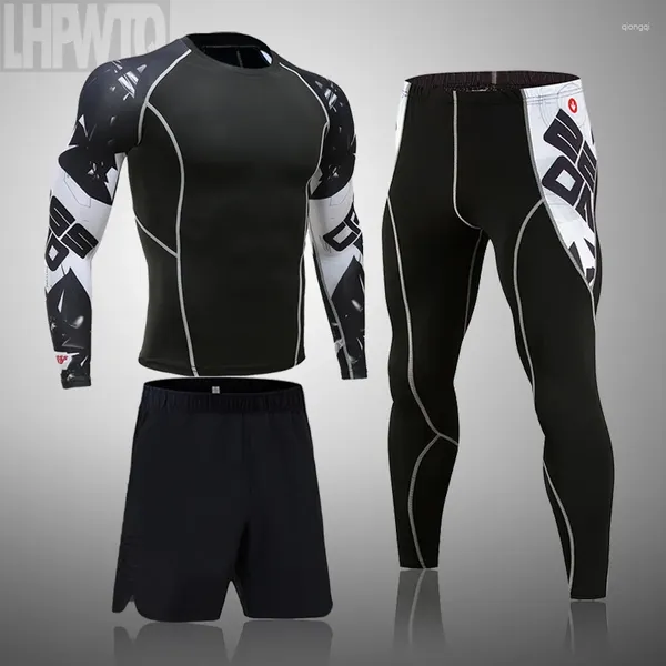 Tute da uomo Abbigliamento sportivo invernale Intimo termico Tuta sportiva da corsa Collant a compressione Manica lunga Fitness MMA Rashguard Tute da jogging