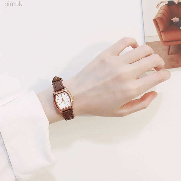 Armbanduhren Hochwertige Lederarmband-Armbanduhren für Frauen Modearmband Zifferblatt Analoge Quarzuhr Vintage Damenuhr Relogio feminino 24329