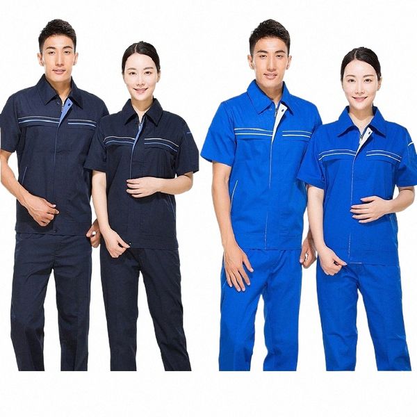 Conjunto de roupas de trabalho reflexivas de verão Homens Mulheres Auto Car Workshop Eletricidade Installati Tooling Mecânica Reparação Homem Uniformes 86wb #