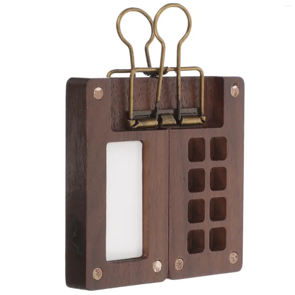 Cornici Scatola per acquerello Viaggio Mini Portatile in legno massello Noce Confezione a 8 colori Vernice con chiusura a clip in legno