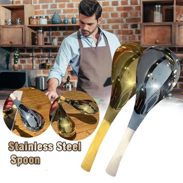 Colheres Coreano Espessamento de Aço Inoxidável Colher Longa Sopa El Pot Home Ferramentas Essenciais Cozinha Concha Handle M8x6