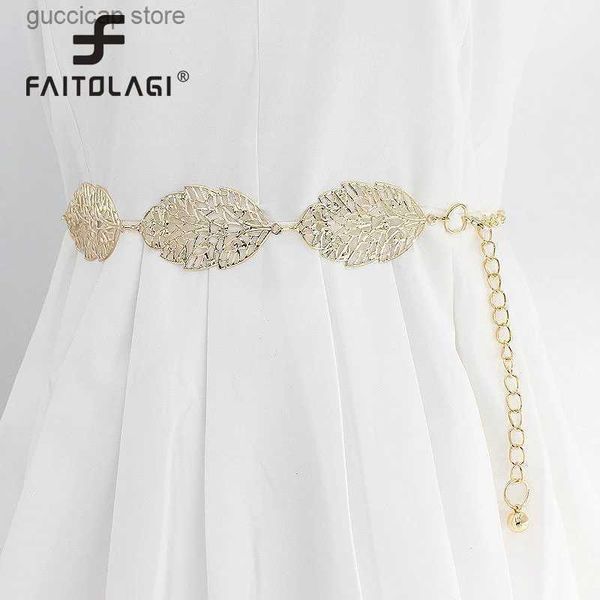 HomeCentro prodottiCintura a catena esterna cava a forma di fogliaCintura da donna elegante in metallo oro e argentoAbito da sposa moda donna Cintura da donna Y240329