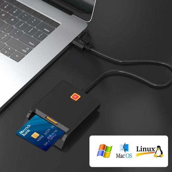 2024 x01 leitor de cartões inteligentes USB para cartão de banco/id/ID do leitor de cartões EMV Alta qualidade para Windows 7 8 10 Linux OS USB-CCID ISO 7816PO