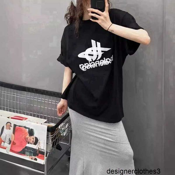 Designer B Family High Edition Paris New Tape Double Shadow Family Letter T-shirt nera a maniche corte T-shirt stile stesso uomo e donna a maniche corte ZYDT