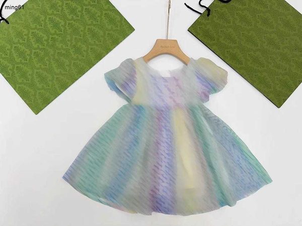 Brand Girls Dresses Kids Designer Roupos Salia de bebê Festa de festa Tamanho 90-150 cm Carta colorida Impressão de princesa vestido 24mar