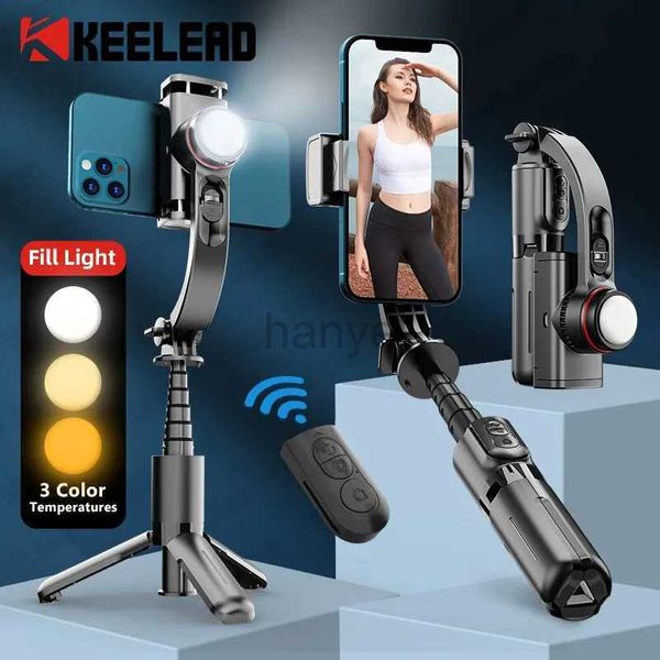 Monopiedi per selfie KEELEAD Selfie Stick Gimbal con luce di riempimento Treppiede remoto Bluetooth estensibile per smartphone Samsung iPhone 14 Pro Max 24329