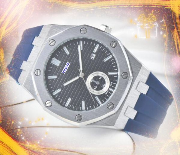 luxuoso designer de movimento de quartzo relógios homens de alta qualidade de luxo multi-função montre relógio de borracha pulseira de aço inoxidável relógio cronômetro frete grátis