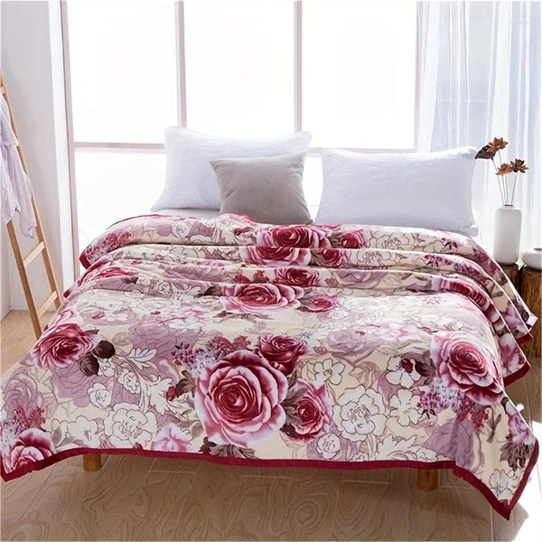 Одеяла, мягкое и уютное фланелевое одеяло с цветочным принтом для кровати, дорожного дивана, офисного домашнего декора, идеальный подарок для мальчиков и девочек, взрослых