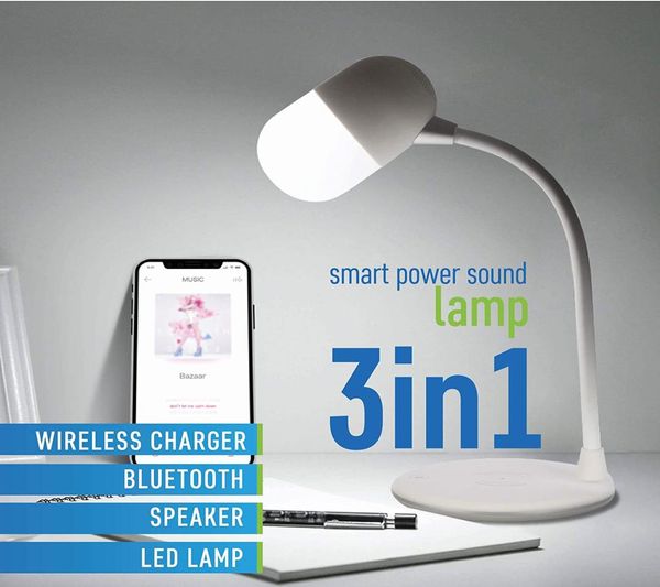 Lampada da scrivania a LED flessibile con altoparlante Bluetooth 42 3in1 portatile Ricarica USB con caricabatterie wireless veloce Lampada da tavolo Smart Touch Co1849642