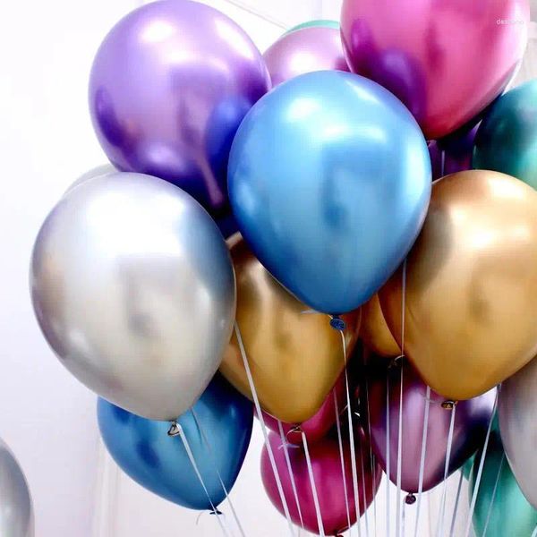 Parti dekorasyonu 10pcs metal helyum balonları 5/10/12/18inch doğum günü malzemeleri düğün altın gümüş mavi mor krom baloon