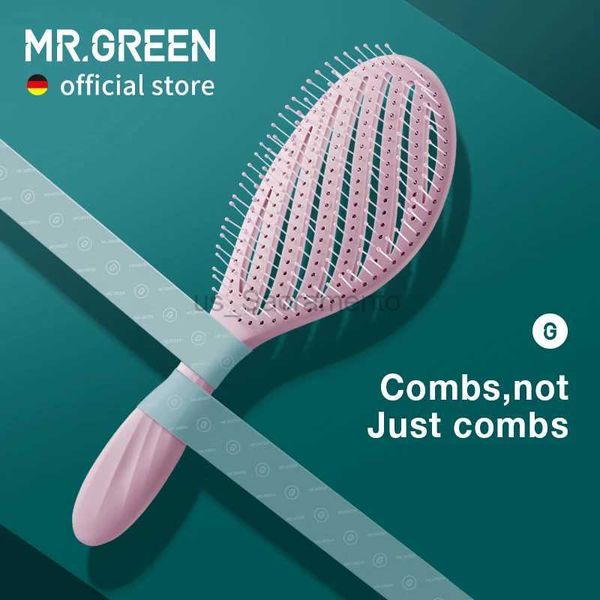 Secadores de cabelo MR.GREEN oco para fora escova de cabelo couro cabeludo massagem pentes estilo de cabelo detangler rápido sopro desembaraçamento ferramenta molhado seco cabelo encaracolado 240329