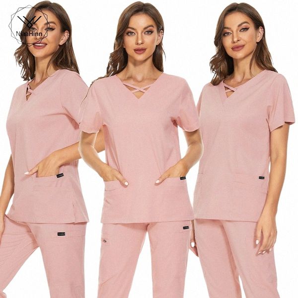 fi Design Frauen Kleidung Klinik Arbeitskleidung Scrub Tops Medizinische Uniform Chirurgie Scrub Shirt Pet Shop Arzt Krankenschwester Uniform XS-XXL P4oY #