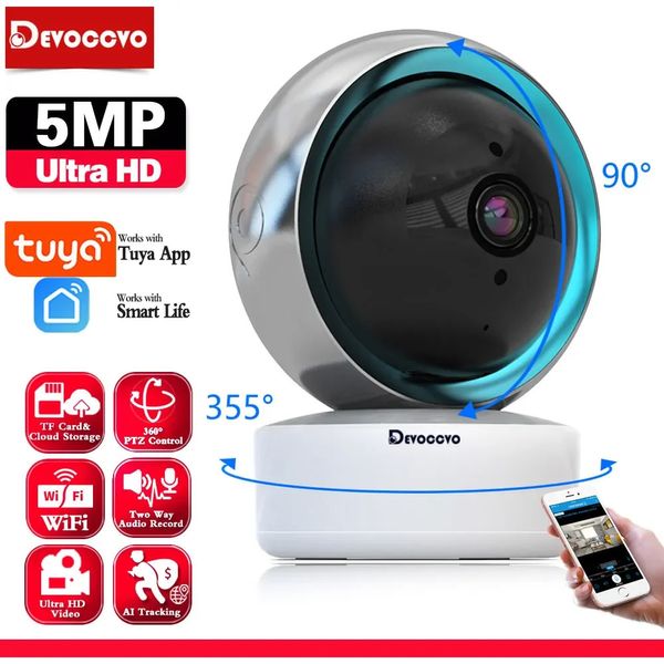 5MP Tuya Wifi Smart Home Baby Monitor 2 Weg Audio Mini Indoor Sicherheit IP Kamera 2K PTZ Fernzugriff CCTV Überwachungskamera 240326