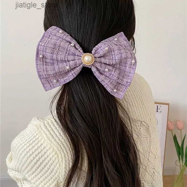 Fermagli per capelli Eleganti Perle Fiocco Forcine per donne Dolce Grandi dimensioni Solido Stile minimalista Fermagli per capelli Ragazze Moda Heawear Accessori per capelli Regali Y240329