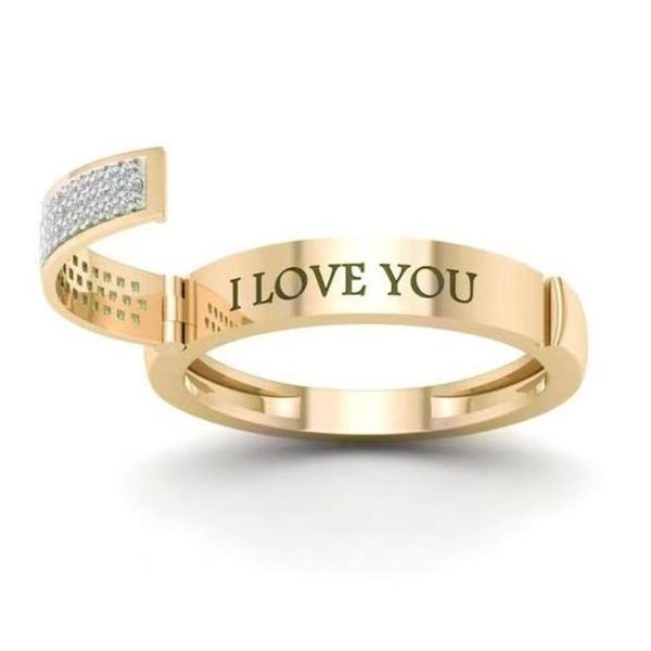 Con pietre laterali anello cristallino intagliato intagliato I Love You Couple Anelli gioielli per le donne Deliverità per matrimoni Dhwjg Dhwjg