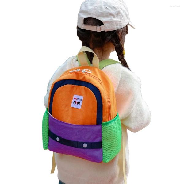 Okul çantaları toptan su geçirmez çocuk turuncu okul çantası öğrenci renkleri eşleşen çizgi film ışık anaokulu sırt çantaları birincil