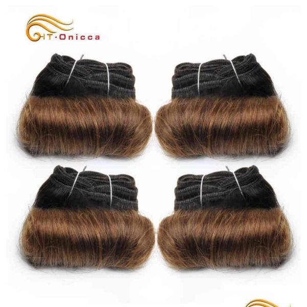 Extensões de peças de cabelo Mechones De Cabello Rizado Brasileo 100% Humano 4 Pelo Afro 1B 30 Borgoa Extensin Remy 5 6 Y 7 Pgadas Drop Deli Otshf