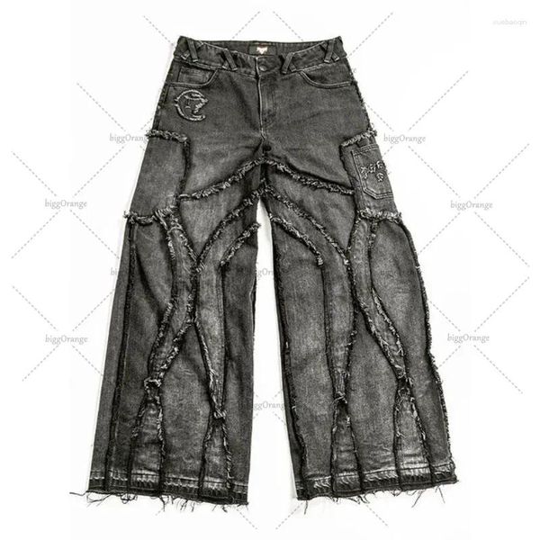 Мужские джинсы Y2k, уличная одежда в стиле панк, свободная стирка, рваные брюки в стиле рэп, западная рабочая одежда, одежда больших размеров США, брюки-брюки