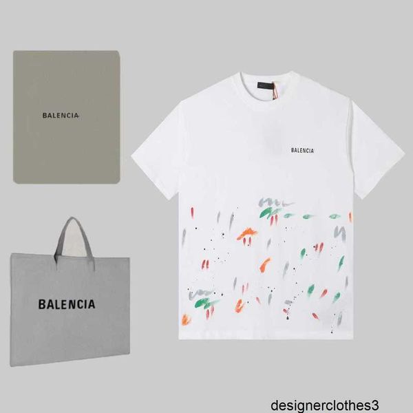 Designer (versione corretta di Parigi) * 24ss Summer Handmade Graffiti Lettera dipinta a mano stampata T-shirt corta dello stesso stile per uomo e donna IXFH