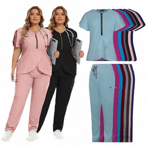 Uniformes médicos Blusa Medicale Femme Scrubs Define Pet Shop Clínica Roupas de Trabalho Terno Veterinário Dentista Enfermeiros Uniforme Atacado E9zm #