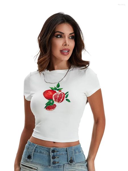 Damen-T-Shirts, kurzärmelig, Grafik, für Damen, Teenager, Mädchen, Y2k, E-Girl-Kleidung, bedruckt, Sommer, ästhetisches Crop-Top 2024