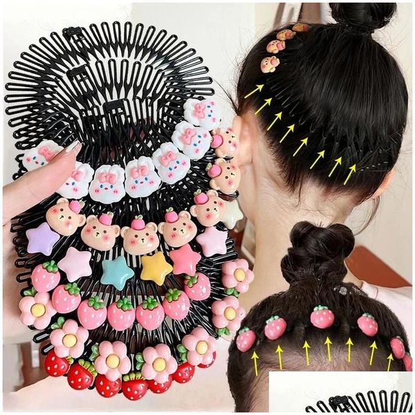 Accessori per capelli Cartone animato per bambini Disco animale Onda Inserimento Pettine Ragazze Fronte e schiena Testa Cucchiaio Carta Ordinamento frammentato Copricapo Dr Dh2Ao