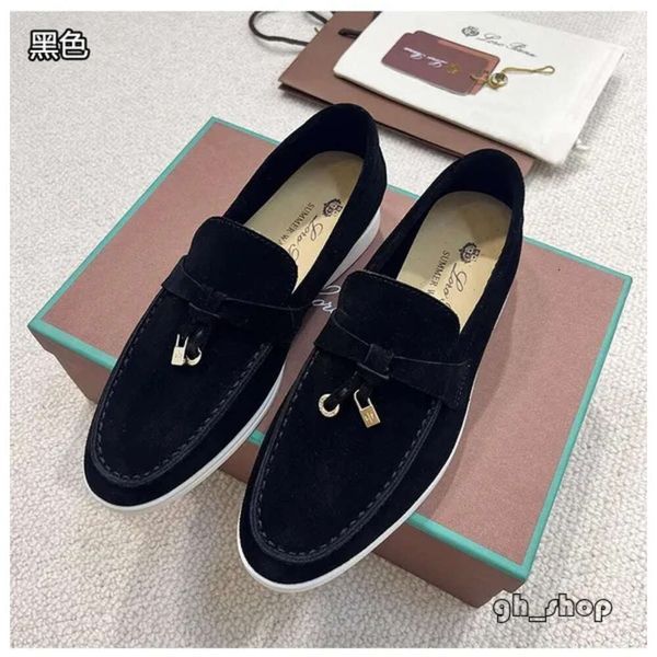 Loro Piano Sapatos Caminhada Mulher Salto Plano Sapato Casual Homem Tasman Mocassins Luxo Camurça Designer Sapato Mocassim Slip On Outdoor Run Shoe Baixo Top Sapatilhas Sapatos de Couro 5077