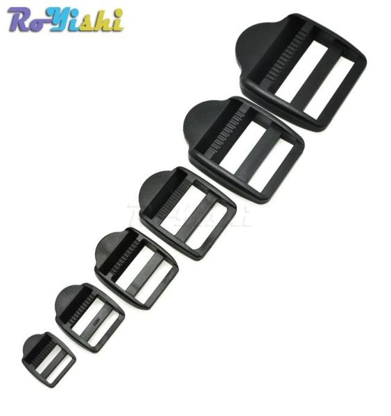 100 Stück Ladder Lock Slider Kunststoffschnallen Rucksackgurte Gurtband Schwarz5776653