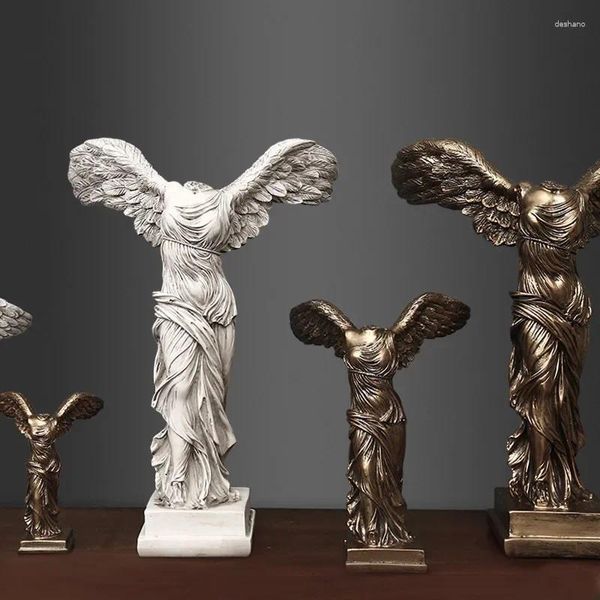 Estatuetas decorativas deusa da vitória alada, estátua retrô grega, objeto de decoração de mesa de escritório, acessórios de decoração para sala de estar, prateleira interior