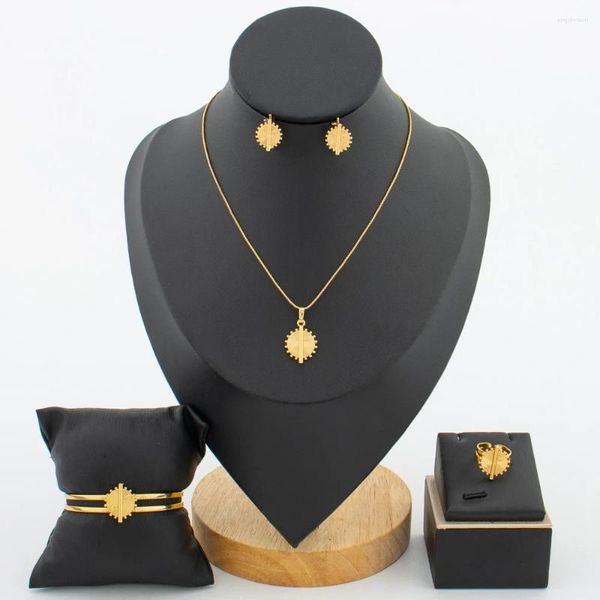 Colar brincos conjunto tendência jóias do bebê para festa e pulseira banhado a ouro anel meninas crianças acessórios