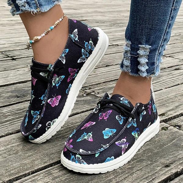 Casual Schuhe Mode Bogen Druck Wohnungen Für Frauen 2024 Herbst Weiche Sohle Lace Up Loafers Frau Leichte Non Slip Turnschuhe weibliche