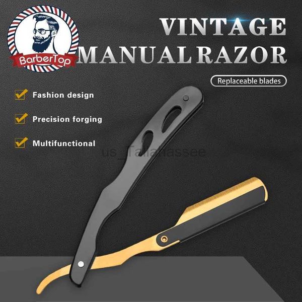 Rasoi elettrici Barbertop Rasoio a mano libera Classico Manuale Barbiere Rasoi Coltello pieghevole Uomo Acciaio inossidabile Strumento per parrucchiere NUOVO 240329