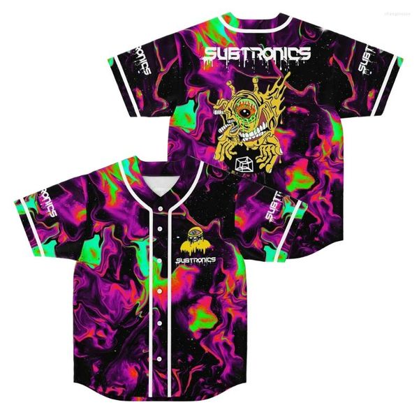 Homens Camisetas Subtronics Vanessa Personalizado Baseball Jersey Top Camisa V-Pescoço Manga Curta Streetwear Tee Mulheres Homens Hip Hop Roupas