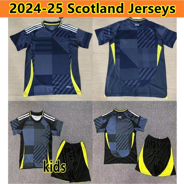 Camisa de futebol da Escócia 24 25 Jerseys de futebol 2024 Euro Cup Escocês Seleção Nacional Kids Kit Set Home Azul Marinho Fora Branco Robertson Dykes Jersey