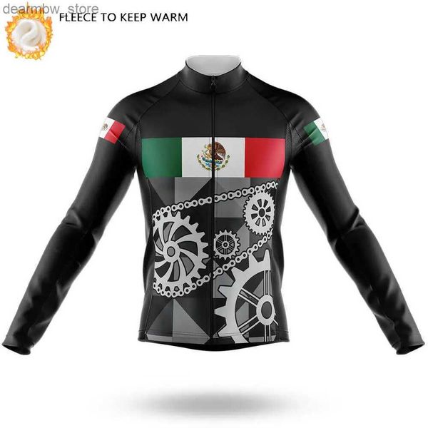 Fahrradjacken Mexico Bike Team Winter-Thermo-Fleece-Radtrikots Mountian Bike Langarm-Radjacken Outdoor MTB Riding Warm Jersey24329