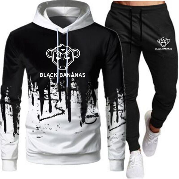 2021 Outono Primavera Men039s HoodiesSweatpants Define Moletons Pretos Moda Slim Fit Masculino Bananas Hip Hop Pulôver Hoody4406963