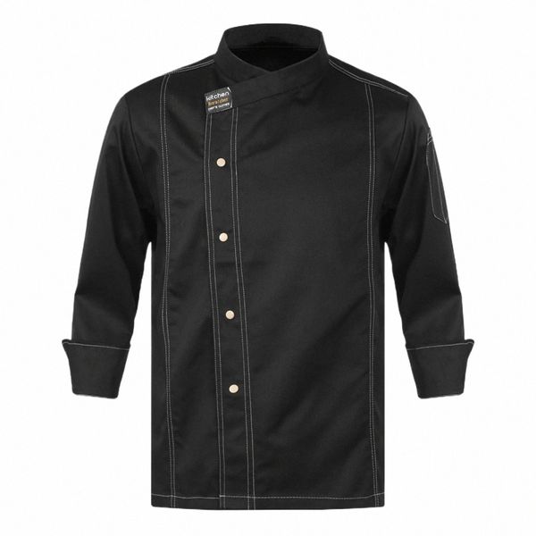 Mens Chef Casaco Cook Jacket Canteen Cafe Womens Cozinha Trabalho Uniforme Hotel Restaurante Cantina Padaria Cake Shop Cafe Costume s2Xp #