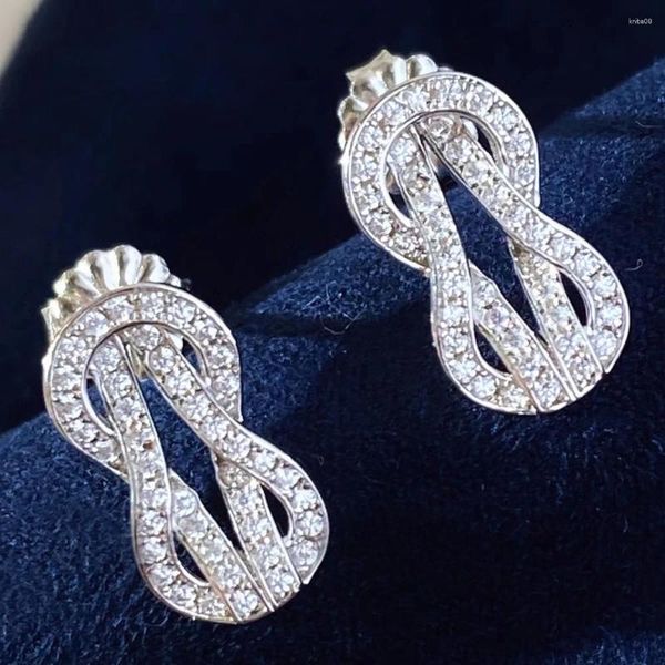 Brincos personalizados reais sólidos 14k ouro branco feminino fita moissanite diamantes festa de casamento presente de aniversário de noivado