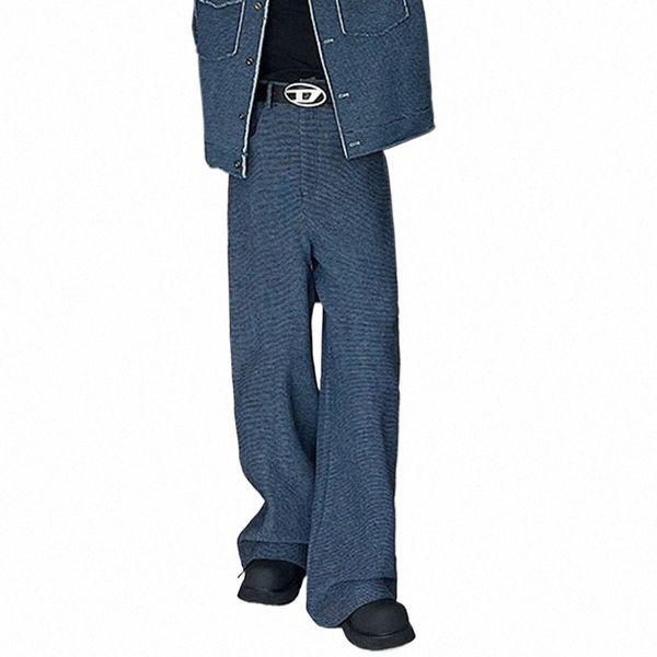 Luzhen Elegante stilvolle neue Herren-Baggy-Jeans koreanische lose vielseitige Denim-Qualitäts-Straßen-gerade Bein-weite Hose 2024 Aa3111 m4AJ #