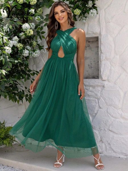 Abiti casual Maxi abito estivo in chiffon senza schienale sexy donna 2024 abiti eleganti da ballo da sera lunghi da donna per festa di compleanno in maglia elegante