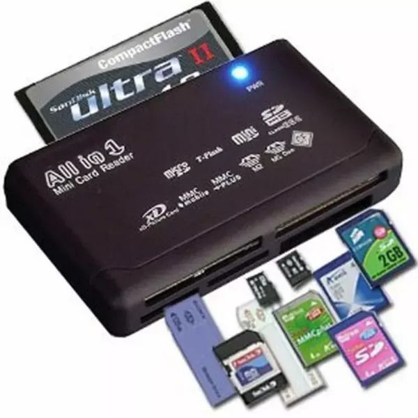 Mini-Speicherkartenleser, All-in-One-Kartenleser, USB 2.0, 480 Mbit/s, Kartenleser, Mini-SDHC, TF, MS, M2, XD, CF, Micro-SD-Kartenleser