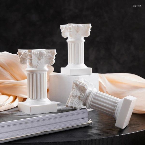 Estatuetas decorativas pilar romano coluna grega estátua pedestal castiçal estatueta escultura interior casa sala de jantar jardim cenário