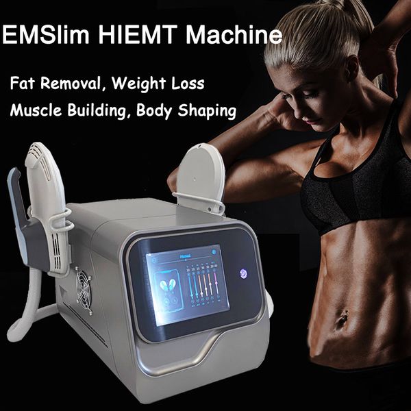 HIEMT EMSlim Neo HI-EMT-Gerät, 2 Griffe mit RF-EMS-Muskelstimulator, elektromagnetischer Gewichtsverlust, Fettverbrennung, Körperformung, Beauty-SPA-Ausrüstung