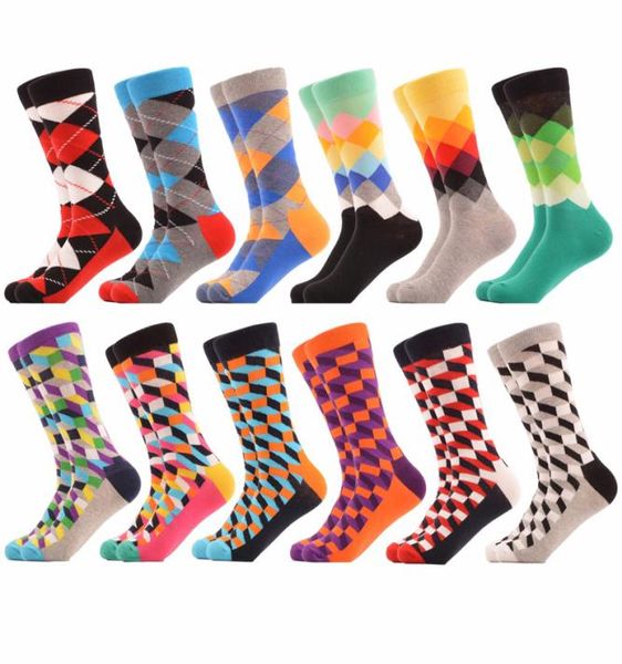 Meias felizes dos homens meias engraçadas marca de algodão men039s vestido meia novidade quente arte meias socken herren lã grossa sox 1 par 2 pie9306053