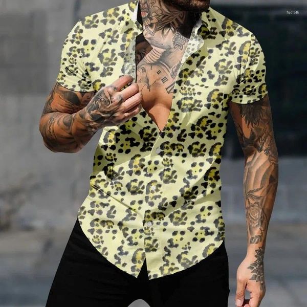 Camicie casual da uomo Camicia hawaiana Manica corta Uomo vintage Modello maculato Harajuku Y2k Top Trendy Cool Streetwear Abiti di moda