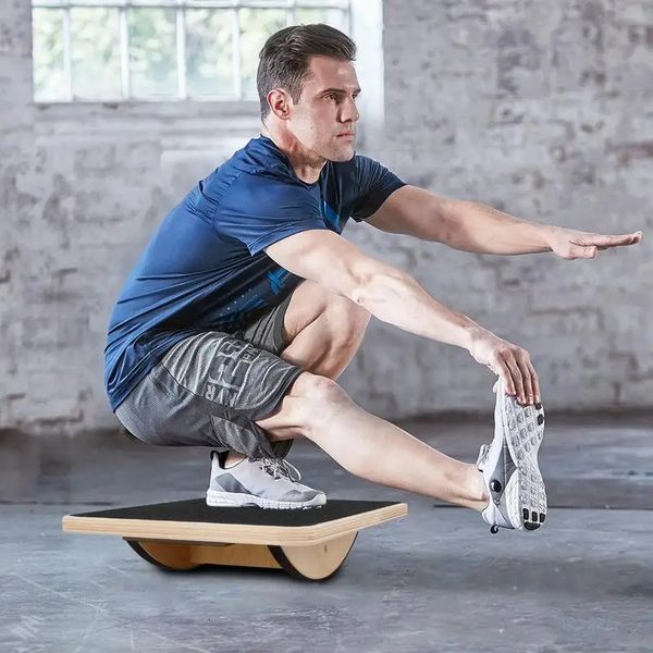 Holz Yoga Balance Board Fitness Taille Twisting DiscRehabilitation Übung Rechteckige Balance Board Für Fitness Ausrüstung 240323