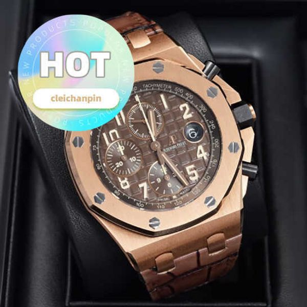 AP Casual Wrist Watch Royal Oak Offshore -Serie Herren Uhren 42 mm Durchmesser Präzision Stahl 18K Roségold Männliche Freizeit Luxus Uhr 26470OR.OO.A099CR01